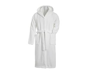 Myrtle Beach Adults Unisex Hooded Bath Robe (White) - FU440