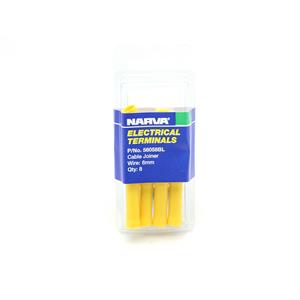 Narva 6mm Yellow Electrical Terminal Cable Joiner - 8 Pack