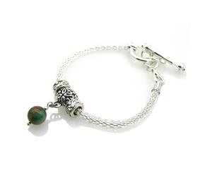Natural Agate Beaded Snake Chain Toggle Bracelet