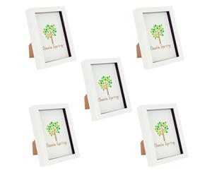 Nicola Spring Box Picture Glass Photo Frame Standing & Hanging - White - for 5x7" (13x18cm) Photos - Pack of 5