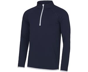 Outdoor Look Mens Cool Sweat Half Zip Active Sweatshirt Top - French Navy/ Arctic White