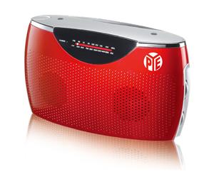 PYE Red Portable AM-FM Radio Speaker w/ 3.5mm Aux in/AC/DC/Battery Powered