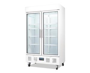 Polar Refiregerator Upright Display Cabinet 944Ltr White Body Double Glass Doors - White