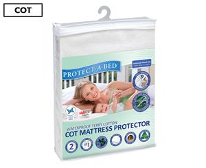 Protect-A-Bed Fitted Cot Waterproof Mattress Protector - Terry Cotton