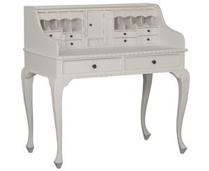 Queen Ann French Solid Timber Writing Desk in White