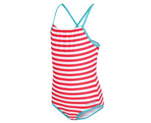 Regatta Great Outdoors Childrens Girls Takisha Swimming Costume (Coral Blush Stripe) - RG3194
