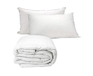 Royal Comfort Double VALUE COMBO Goose Feather & Down Quilt + Twin Pack Pillows Set White