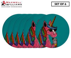 Set of 6 Maxwell & Williams 10.5cm Mulga The Artist Ceramic Round Coaster - Unicorn
