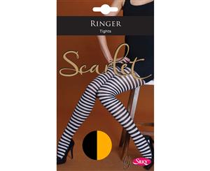 Silky Womens/Ladies Scarlet Ringer Design Tights (1 Pair) (Black/Neon Orange) - LW216
