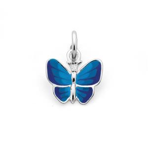Silver Blue Enamel Butterfly Charm