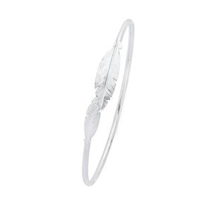 Silver Feather Crossover Bangle