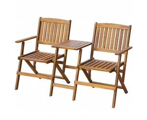 Solid Acacia Wood Folding Garden 2 Seater Bench Jack & Jill Chair Outdoor