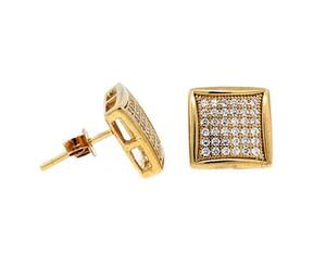 Sterling 925 Silver MICRO PAVE Earrings - WIDE 12mm gold - Gold