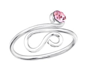 Sterling Silver Light Rose Crystal Snake Toe Ring
