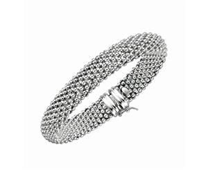 Sterling Silver Mesh Style Women's Bracelet 7.5" - White