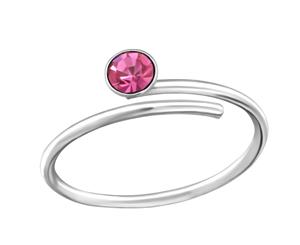 Sterling Silver Rose Wire Crystal Adjustable Toe Ring