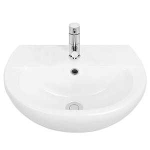 Stylus 500mm White Venecia Wall Basin With 1 Tap Hole