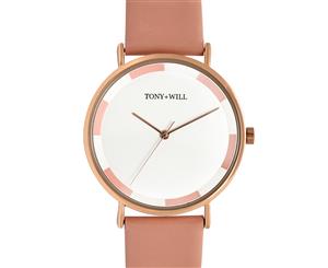 Tony+Will Women's 42mm Space Leather Watch - Rose/White/Pink