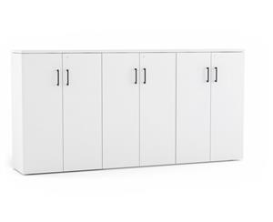 Uniform - 6 Door Medium Storage Cupboard with Medium Doors Black Handle - white