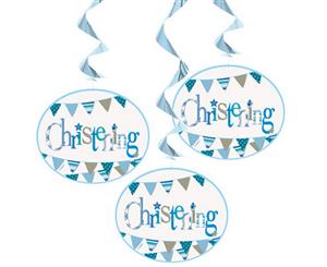 Unique Party Bunting Christening Hanging Decorations (Pack Of 3) (Blue) - SG12775