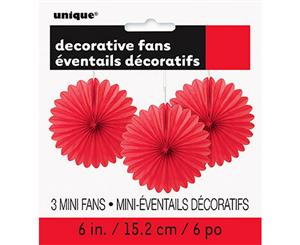 Unique Party Mini Fan Decorations (Pack Of 3) (Red) - SG11870