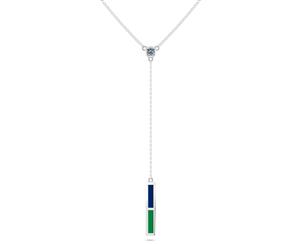 Vancouver Canucks Sapphire Y-Shaped Necklace For Women In Sterling Silver Design by BIXLER - Sterling Silver