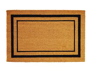 Vinyl Backed Frame Coir Doormat Large - Natural/Black - Size 60x90 cm