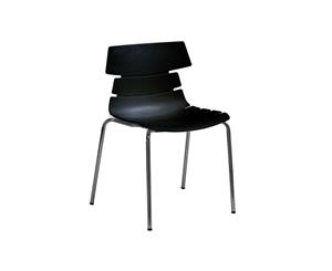 Wave Plastic Chair - 4 Legged Chrome - black