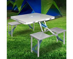 Weisshorn Folding Camping Table and 4 Chairs Set Portable Outdoor Picnic Beach BBQ Setting