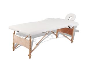 Wooden Portable Massage Table 2 Fold Beauty Therapy Bed Waxing 68cm Cream White