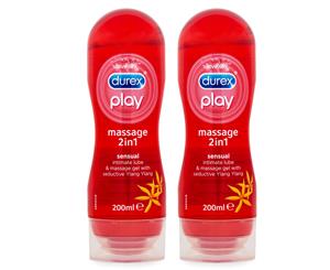 2 x Durex Play 2-in-1 Sensual Massage Gel 200mL