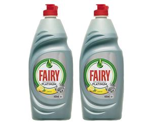 2 x Fairy Platinum Dishwashing Liquid Lemon 625mL