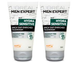 2 x L'Oral Men Expert Hydra Sensitive Face Wash 150mL