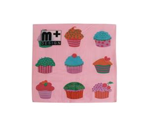 20 Pack Nine Pink Cup Cakes Design 2 ply Premium Party Napkins 33x33cm MQ-353