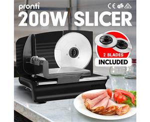 200W Pronti Deli and Food Electric Meat Slicer Blades Processor Black