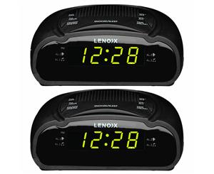 2PK Lenoxx AM/FM Station Radio Digital LED Dual Alarm Clock Sounds Snooze/Sleep