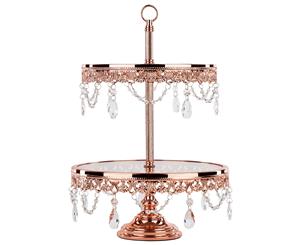 2-Tier Glass Top Cupcake Stand | Rose Gold Plated | Le Gala Collection CS308ARX