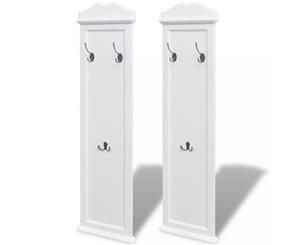 2x Coat Racks White MDF Home Entryway Cloth Hat Stand Hanger Hooks