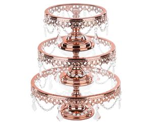 3-Piece Glass Cake Stand Set | Rose Gold Plated | Le Gala Collection