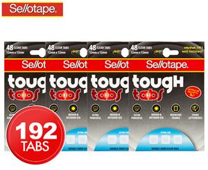 4 x Sellotape Tough Tabs 12x12mm 48pk - Clear