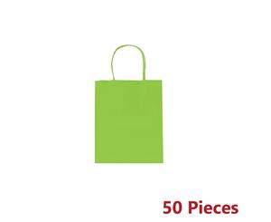 50pcs 220x280x110mm Bulk Craft Paper Gift Carry Bags Medium with Paper Handles - Limegreen