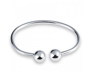 .925 Sterling Silver Ball End Bangle-Silver