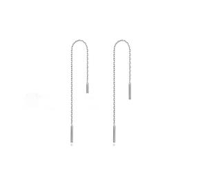 .925 Sterling Silver Chain Drop Earrings-Silver