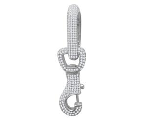 925 Sterling Silver Micro Pave Pendant - Carabiner - Silver