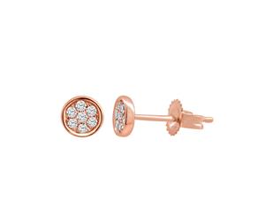 9ct Rose Gold Diamond Pave Stud Earrings