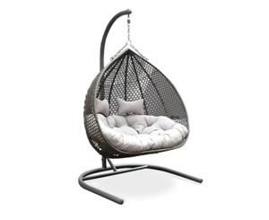 Alfie Double Hanging Egg Chair - Grey with Light Grey cushions - Egg Chairs