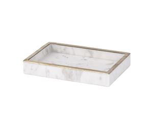 Amalfi Olympia Marble Rectangle-Shaped Dish Plate Tray Storage White/Brass