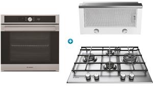 Ariston Pyrolytic Oven with 4 Burner Gas Cooktop & Slide-Out Rangehood