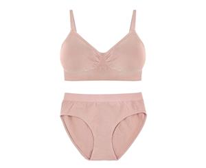Bamboo Padded Bra and High Cut Brief Set - Nude