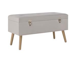 Bench with Storage Compartment 80cm Grey Velvet Entryway Padded Seat
